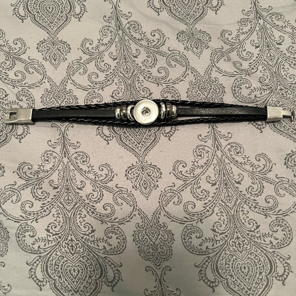 Black leather 18mm 20mm, Interchangeable snap bracelet for ginger snap jewelry